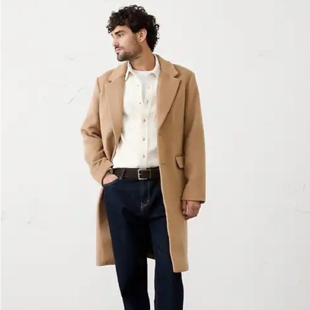 NWT! Banana Republic Men’s Camel Wool-blend Topcoat - Size Small